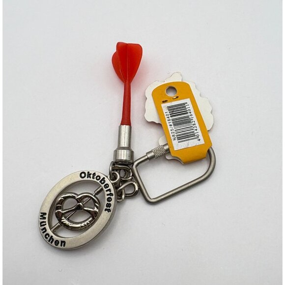 Oktoberfest Munich Souvenir Keychain With Spinning Pretzel Charm & Dart - Picture 2 of 6